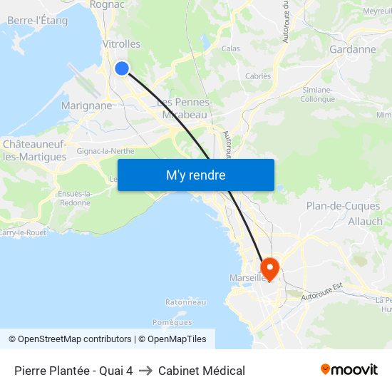 Pierre Plantée - Quai 4 to Cabinet Médical map
