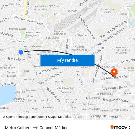 Métro Colbert to Cabinet Médical map