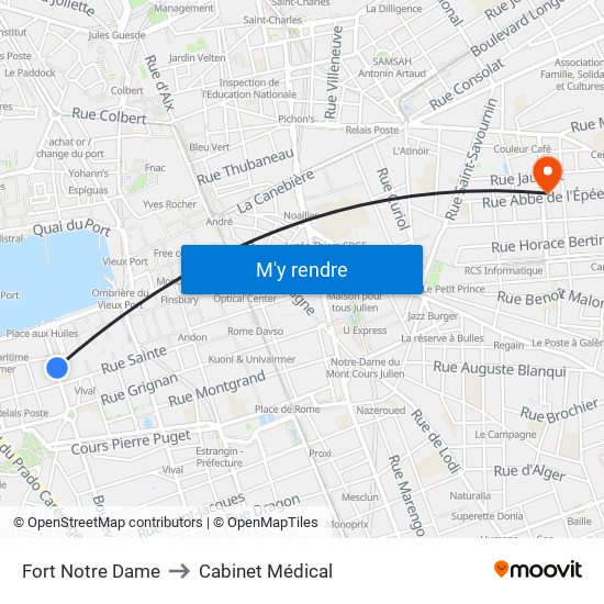 Fort Notre Dame to Cabinet Médical map