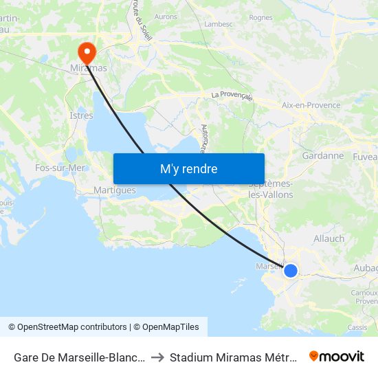 Gare De Marseille-Blancarde to Stadium Miramas Métropole map