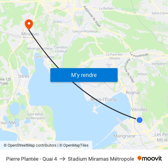Pierre Plantée - Quai 4 to Stadium Miramas Métropole map