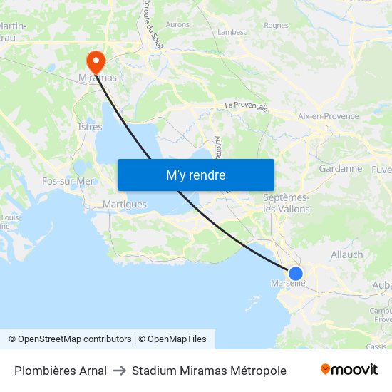 Plombières Arnal to Stadium Miramas Métropole map