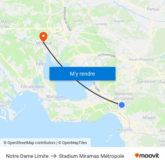 Notre Dame Limite to Stadium Miramas Métropole map
