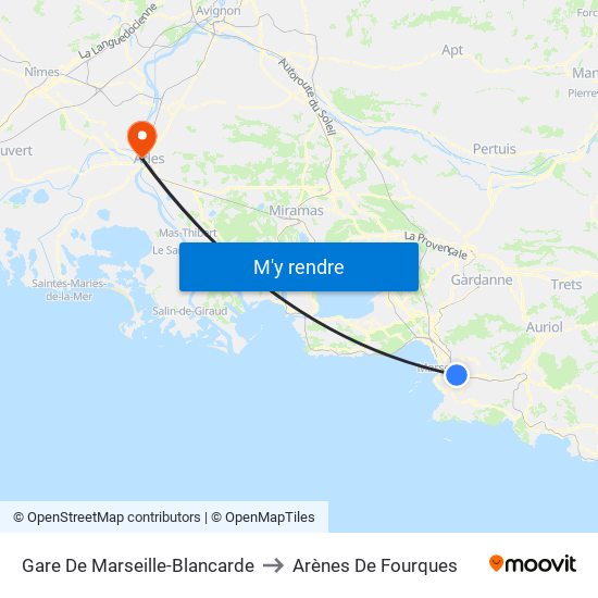 Gare De Marseille-Blancarde to Arènes De Fourques map