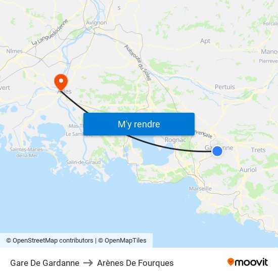 Gare De Gardanne to Arènes De Fourques map