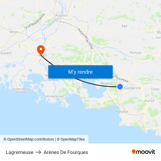 Lagremeuse to Arènes De Fourques map