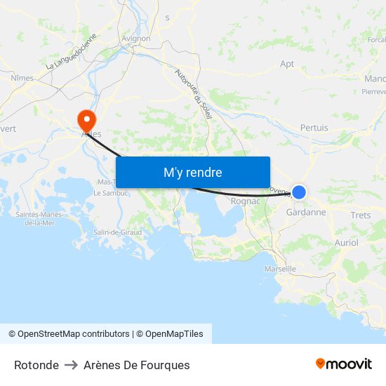Rotonde to Arènes De Fourques map