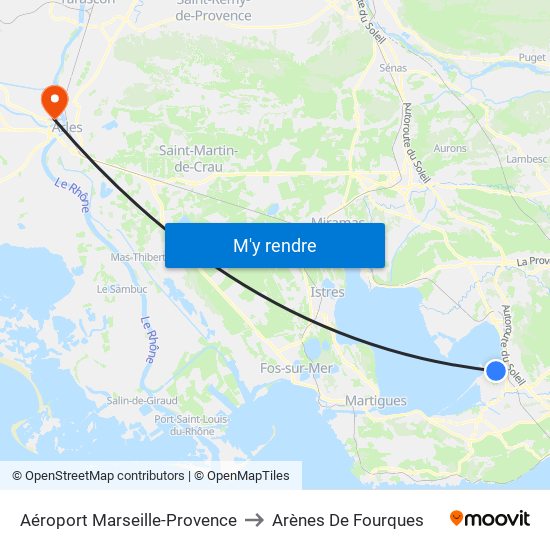 Aéroport Marseille-Provence to Arènes De Fourques map