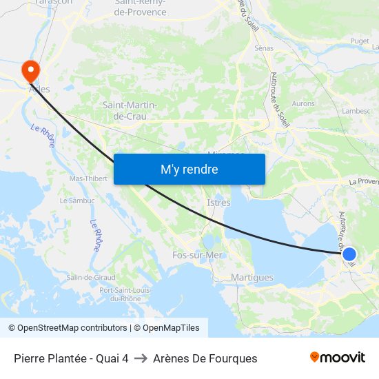 Pierre Plantée - Quai 4 to Arènes De Fourques map