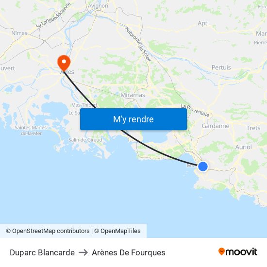 Duparc Blancarde to Arènes De Fourques map
