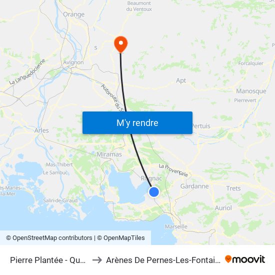 Pierre Plantée - Quai 7 to Arènes De Pernes-Les-Fontaines map