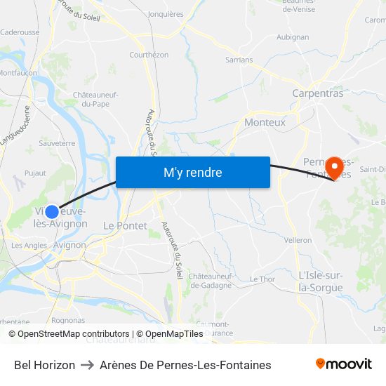 Bel Horizon to Arènes De Pernes-Les-Fontaines map