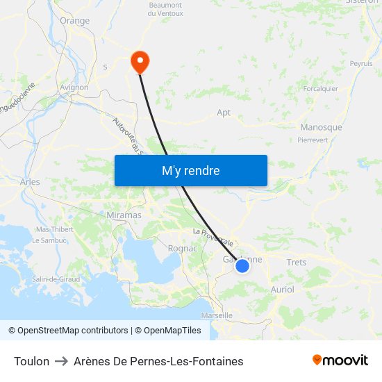 Toulon to Arènes De Pernes-Les-Fontaines map