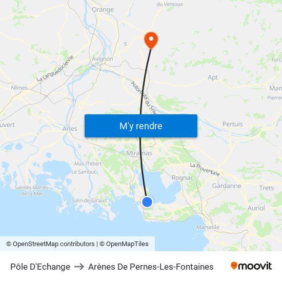 Pôle D'Echange to Arènes De Pernes-Les-Fontaines map