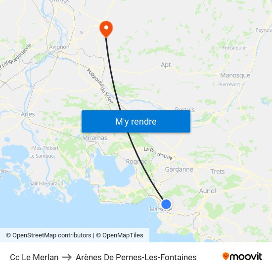 Cc Le Merlan to Arènes De Pernes-Les-Fontaines map