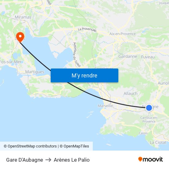 Gare D'Aubagne to Arènes Le Palio map