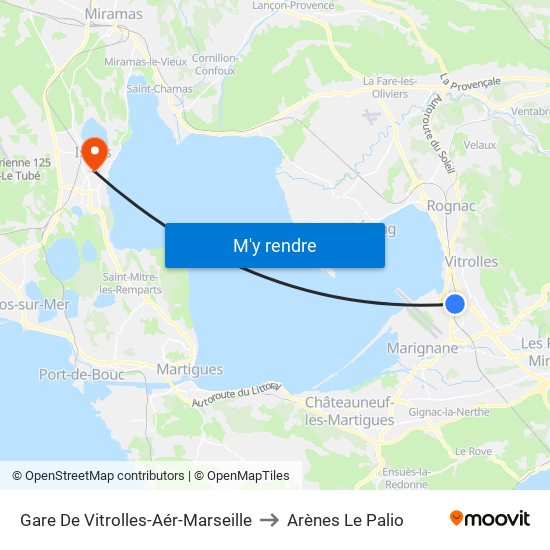 Gare De Vitrolles-Aér-Marseille to Arènes Le Palio map