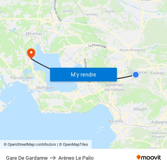 Gare De Gardanne to Arènes Le Palio map