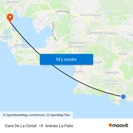 Gare De La Ciotat to Arènes Le Palio map