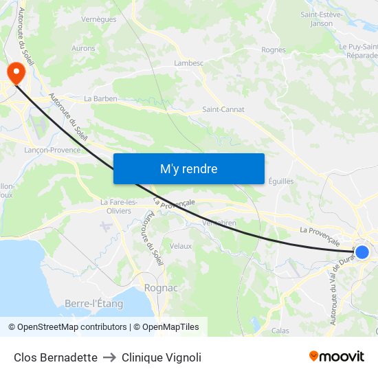 Clos Bernadette to Clinique Vignoli map