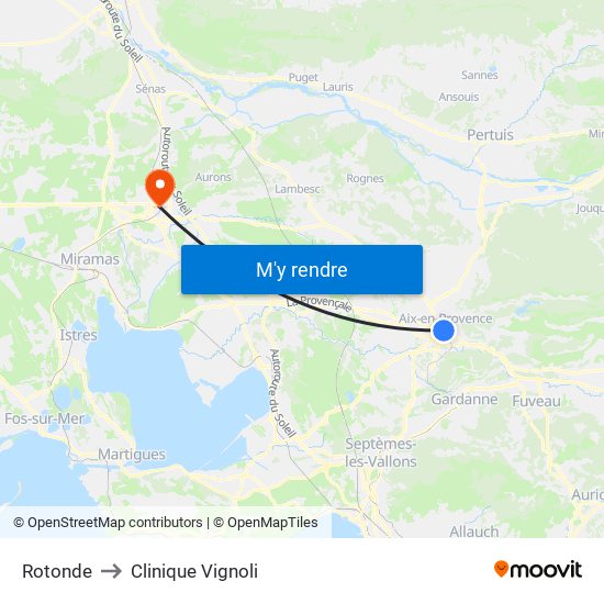 Rotonde to Clinique Vignoli map