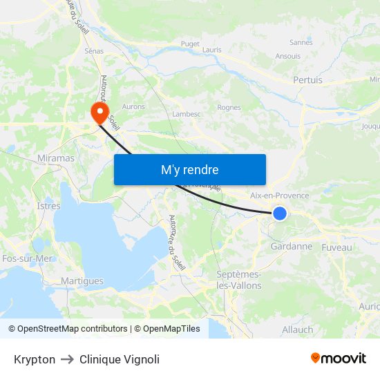 Krypton to Clinique Vignoli map