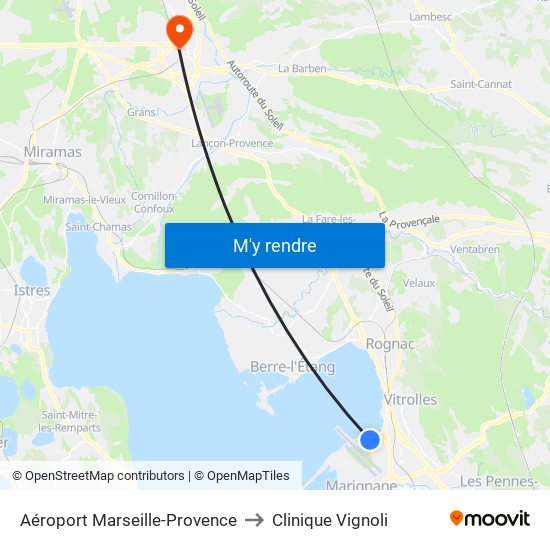 Aéroport Marseille-Provence to Clinique Vignoli map