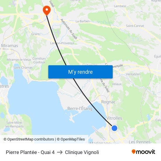 Pierre Plantée - Quai 4 to Clinique Vignoli map