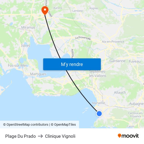 Plage Du Prado to Clinique Vignoli map