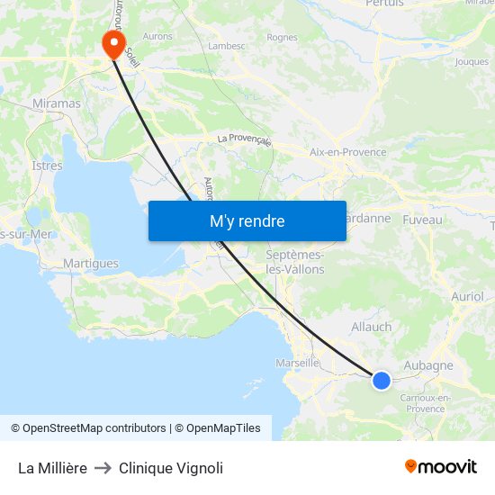 La Millière to Clinique Vignoli map
