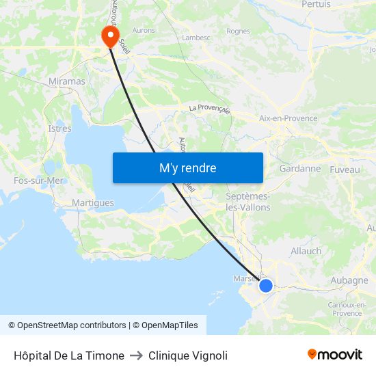 Hôpital De La Timone to Clinique Vignoli map