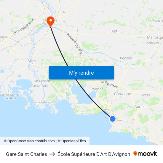 Gare Saint Charles to École Supérieure D'Art D'Avignon map