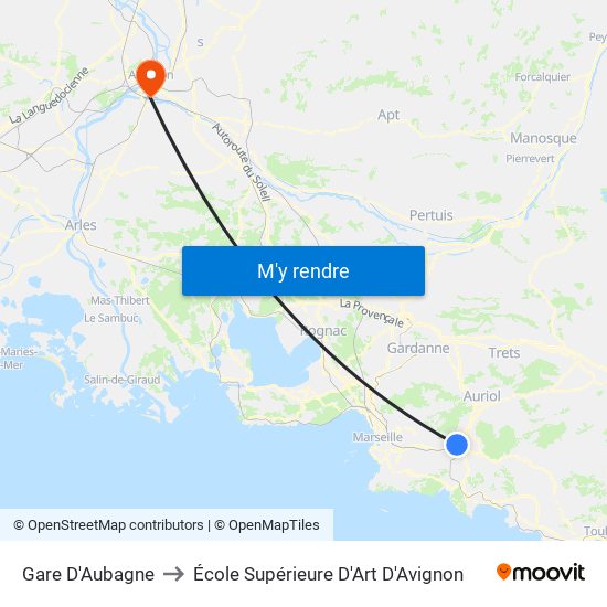 Gare D'Aubagne to École Supérieure D'Art D'Avignon map