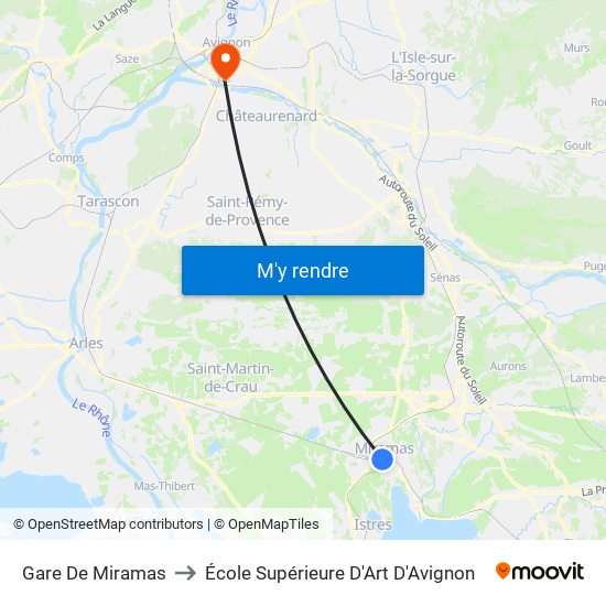 Gare De Miramas to École Supérieure D'Art D'Avignon map