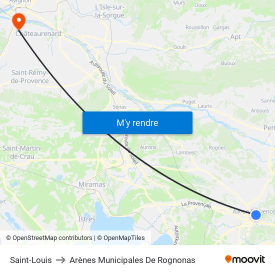 Saint-Louis to Arènes Municipales De Rognonas map