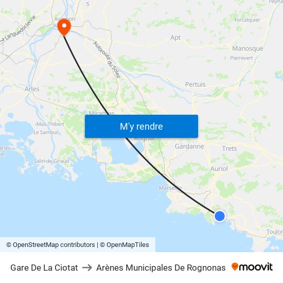 Gare De La Ciotat to Arènes Municipales De Rognonas map