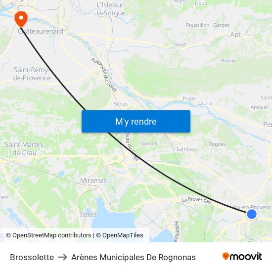 Brossolette to Arènes Municipales De Rognonas map