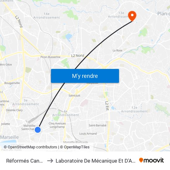 Réformés Canebière to Laboratoire De Mécanique Et D'Acoustique map