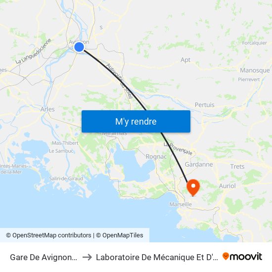 Gare De Avignon-Centre to Laboratoire De Mécanique Et D'Acoustique map