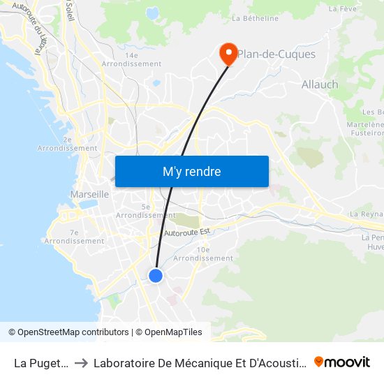 La Pugette to Laboratoire De Mécanique Et D'Acoustique map