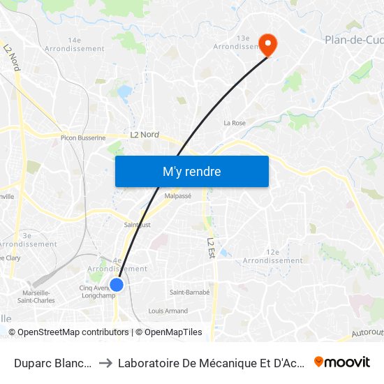 Duparc Blancarde to Laboratoire De Mécanique Et D'Acoustique map