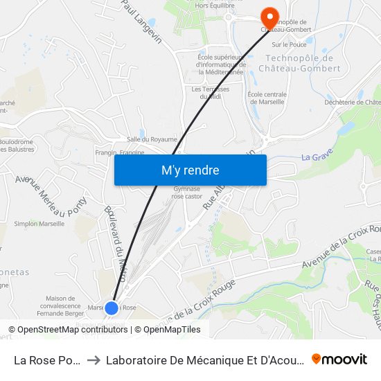 La Rose Poste to Laboratoire De Mécanique Et D'Acoustique map