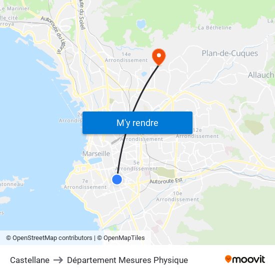 Castellane to Département Mesures Physique map