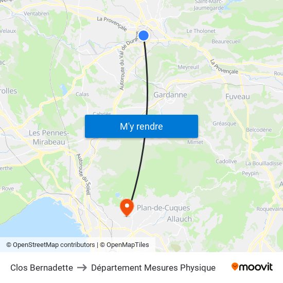 Clos Bernadette to Département Mesures Physique map