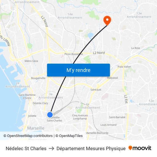 Nédelec St Charles to Département Mesures Physique map