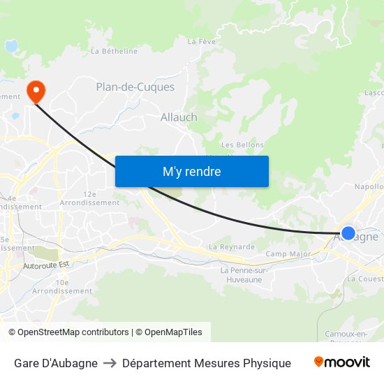 Gare D'Aubagne to Département Mesures Physique map