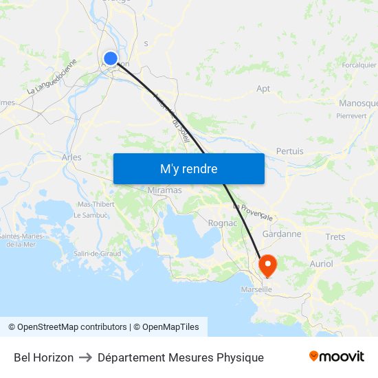 Bel Horizon to Département Mesures Physique map