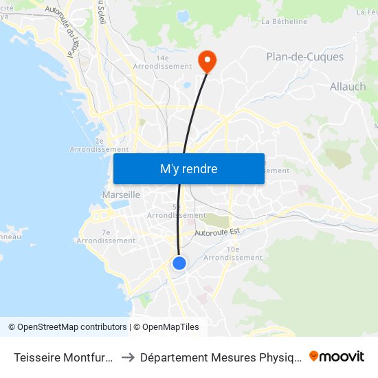 Teisseire Montfuron to Département Mesures Physique map