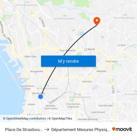 Place De Strasbourg to Département Mesures Physique map