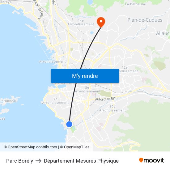 Parc Borély to Département Mesures Physique map